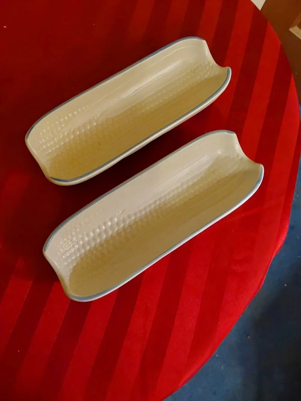 Two Vintage Pfaltzgraff Corn-On-The-Cob Holders, 1970s Pottery USA
